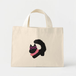 Roze Halloween zwarte kat kostuum Mini Tote Bag
