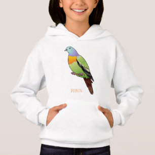 Roze-hals groene duif vogel cartoon illustratie