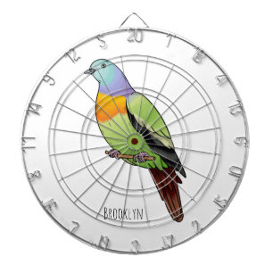 Roze-hals groene duif vogel cartoon illustratie dartbord