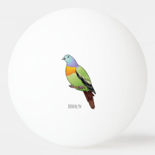 Roze-hals groene duif vogel cartoon illustratie pingpongbal