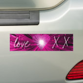 Roze hals-"liefde en scharen" bumpersticker (Op auto)