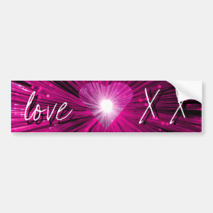 Roze hals-"liefde en scharen" bumpersticker