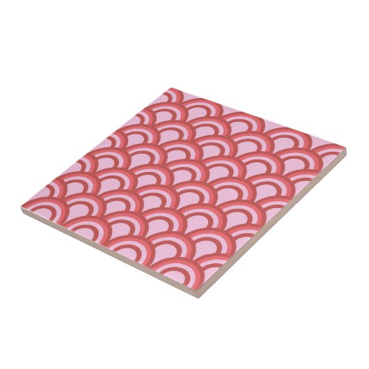Roze Halve Cirkel Japans Geometrisch Patroon van d Tegeltje (Zijkant)