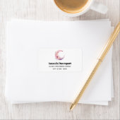 Roze Halve Maan met  Bloemen Adres Etiket (Insitu)