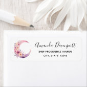 Roze Halve Maan met  Bloemen Adres Etiket (Insitu)