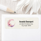 Roze Halve Maan met Bloemen Adres Etiket (Insitu)