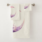 Roze halve maan met  bloemen bad handdoek (Insitu)