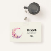 Roze halve maan met  bloemen badge (Voorkant met intrekbare)