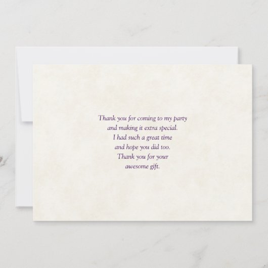 Roze halve maan met  bloemen bedankkaart (Achterkant)