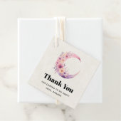 Roze Halve Maan met  Bloemen Bedankt Bedankjes Labels (In situ)