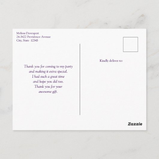 Roze Halve Maan met Bloemen Bedankt Briefkaart (Achterkant)