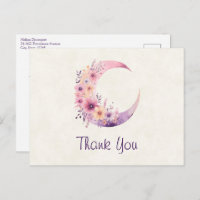 Roze Halve Maan met Bloemen Bedankt