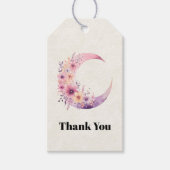Roze Halve Maan met Bloemen Bedankt Cadeaulabel (Voorkant)