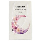 Roze Halve Maan met  Bloemen Bedankt Klein Cadeauzakje (Achterkant)