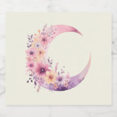 Roze halve maan met  bloemen bier etiket (Enkel label)