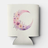 Roze halve maan met bloemen blikjeskoeler (Achterkant)