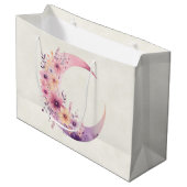Roze halve maan met  bloemen groot cadeauzakje (Voorkant Gekanteld)