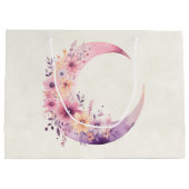 Roze halve maan met  bloemen groot cadeauzakje (Achterkant)