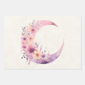 Roze halve maan met bloemen inpakpapier vel (Voorkant 3)