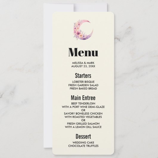 Roze halve maan met bloemen kaart (Voorkant)