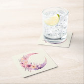 Roze halve maan met  bloemen kartonnen onderzetters (Insitu)