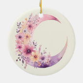 Roze halve maan met  bloemen keramisch ornament (Achterkant)
