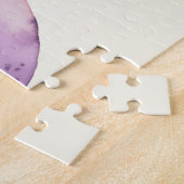 Roze halve maan met  bloemen legpuzzel (Zijkant)