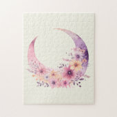 Roze halve maan met  bloemen legpuzzel (Verticaal)