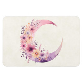 Roze halve maan met  bloemen magneet