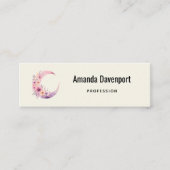 Roze halve maan met  bloemen mini visitekaartje (Voorkant)