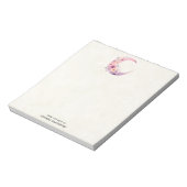 Roze halve maan met  bloemen notitieblok (Linkerzijde)