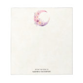 Roze halve maan met  bloemen notitieblok (Voorkant)