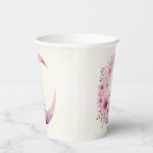 Roze halve maan met  bloemen papieren bekers (Rechts)