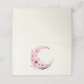 Roze halve maan met  bloemen plaatskaartje (Buitenkant ongevouwen)