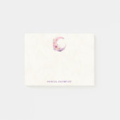 Roze halve maan met  bloemen post-it® notes (Voorkant)