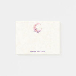 Roze halve maan met  bloemen post-it® notes