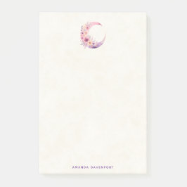 Roze halve maan met  bloemen post-it® notes