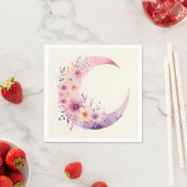 Roze halve maan met  bloemen servet (Insitu)