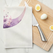 Roze halve maan met  bloemen theedoek (Quarter Fold)