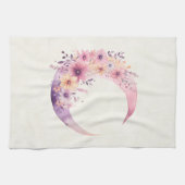 Roze halve maan met  bloemen theedoek (Horizontaal)