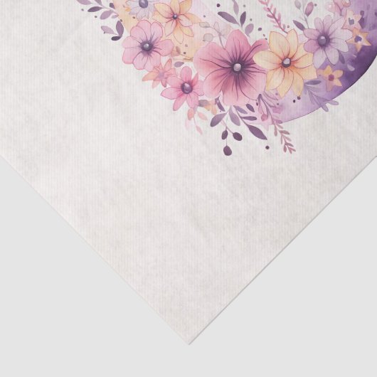 Roze halve maan met bloemen tissuepapier (Detail)