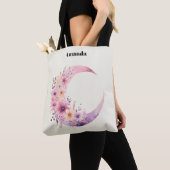 Roze halve maan met  bloemen tote bag (Dichtbij)