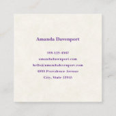 Roze halve maan met  bloemen vierkante visitekaartje (Achterkant)