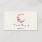 Roze halve maan met bloemen visitekaartje (Voorkant)
