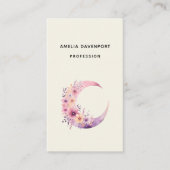 Roze halve maan met  bloemen visitekaartje (Voorkant)