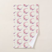 Roze halve maan met bloemenpatroon bad handdoek (Handdoek)