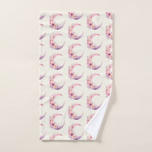 Roze halve maan met  bloemenpatroon bad handdoek (Handdoek)