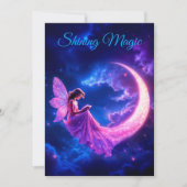 Roze halve maan sprookje sterrenhemel kunst aankondiging (Voorkant)