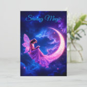 Roze halve maan sprookje sterrenhemel kunst aankondiging (Staand voorkant)