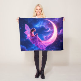 Roze halve maan sprookje sterrenhemel kunst fleece deken